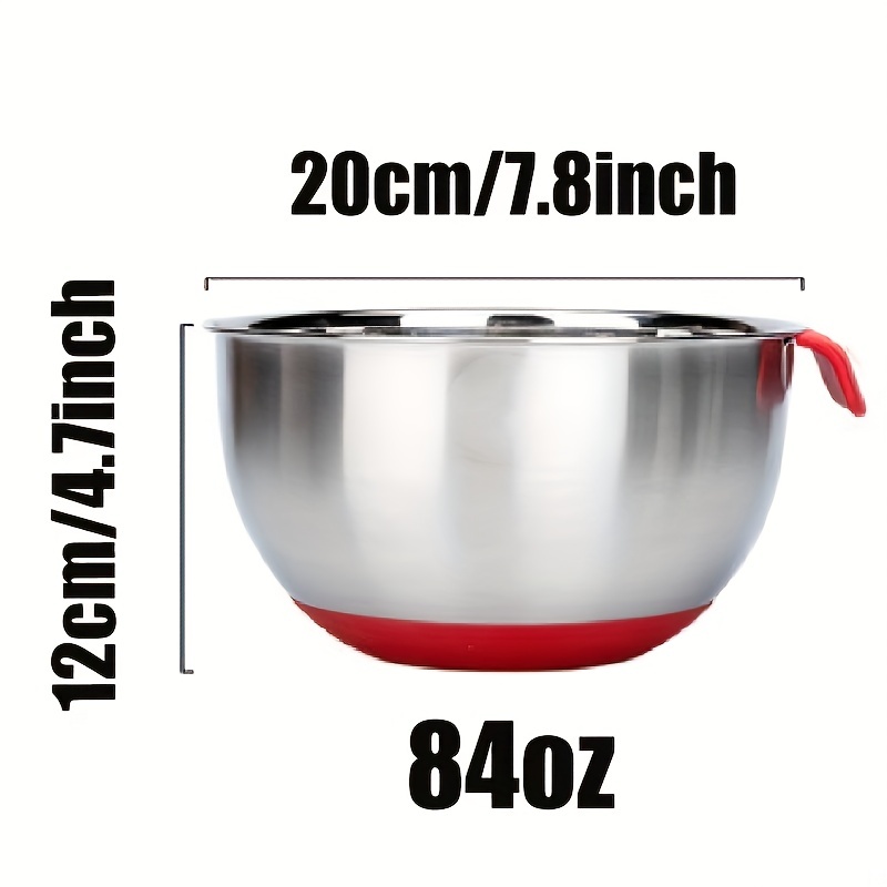 Mixing Bowl With Spout, 304 Stainless Steel Salad Mixing Bowls