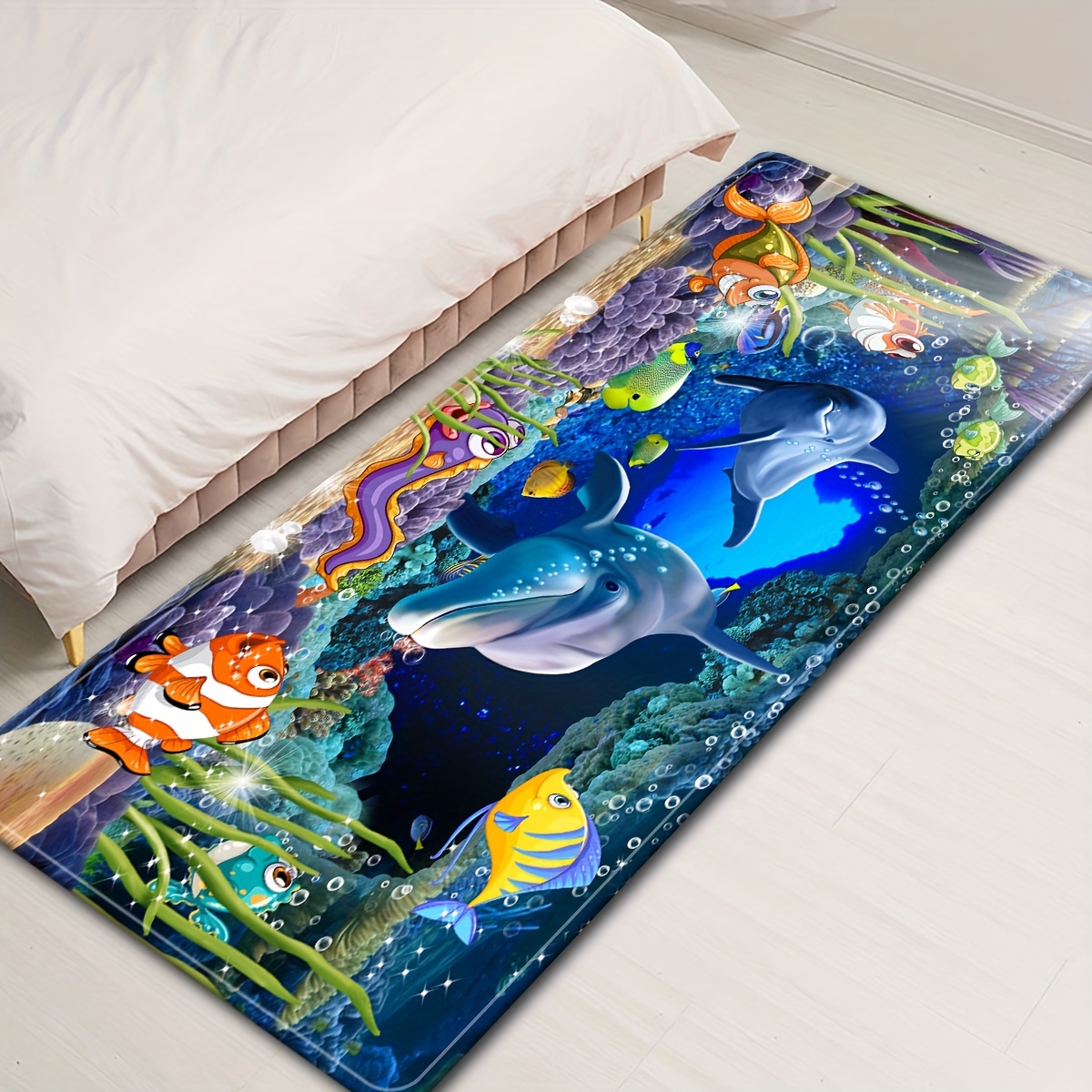 Ocean Themed Area Rug Soft Non-slip Shaggy Floor Carpet Runner