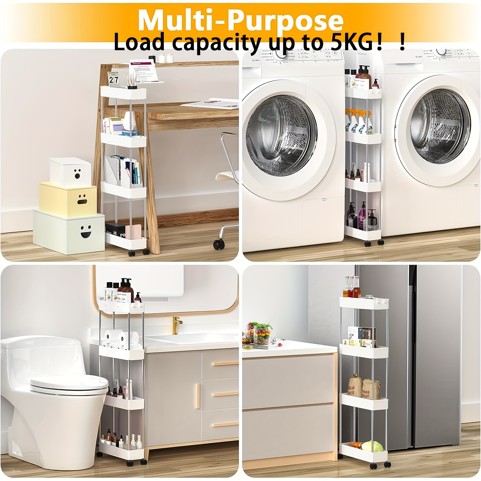 Countertop Seam Storage Shelf Removable Trolley Slot Bathroom Storage Shelf
