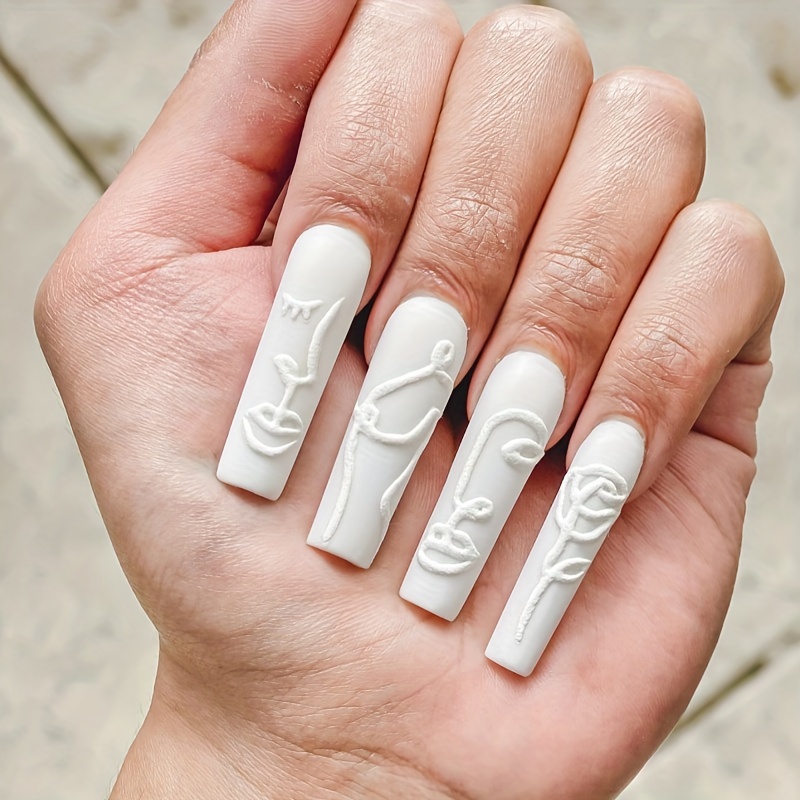 Classic White Matte Coffin Shape Press On Nails – Bella Chic Hair & Beauty