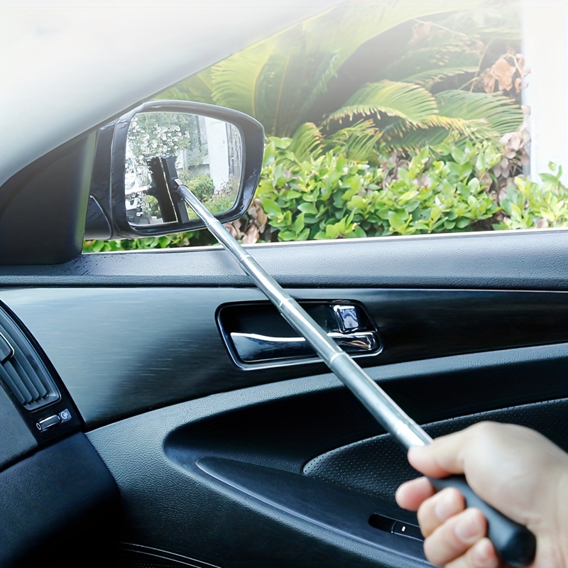 Car Rear-View Mirror Wiper,Mini Rearview Portable Mirror Wiper with  Squeegee,Decontamination and Water Mist Removal,Telescopic Rear-View Mirror  Wiper