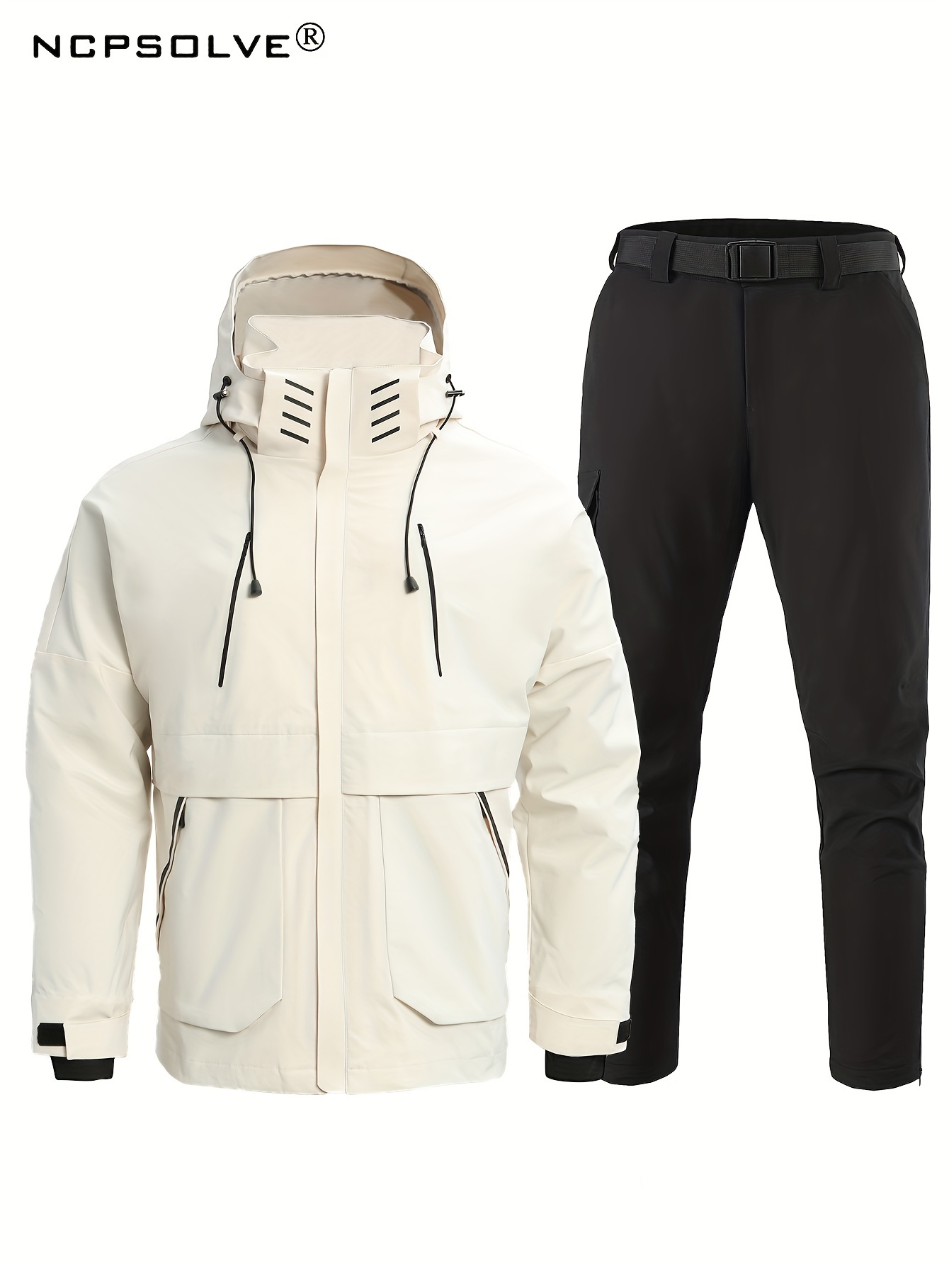 Men's Outdoor Warm Hooded Windbreaker Jacket + Polar Fleece - Temu