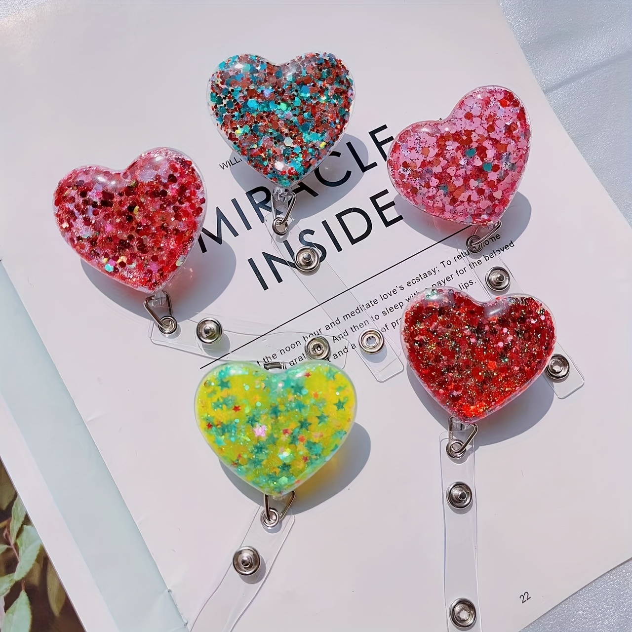 Glitter Heart Resin Sequins Nurse Badge Reel Id Badge Holder - Temu Canada