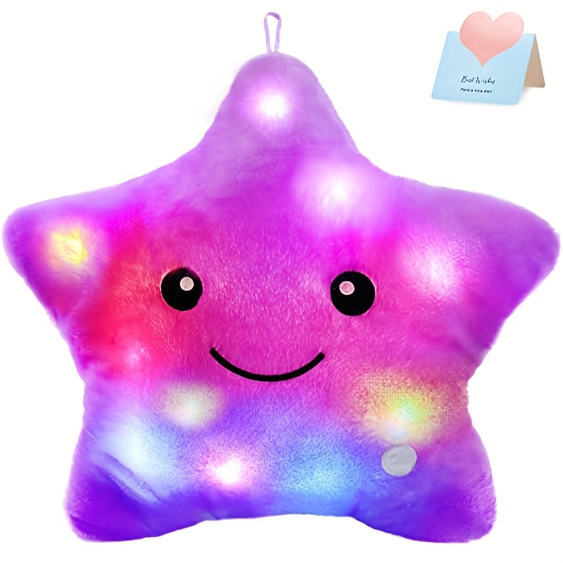 1pc, 9/13in Almofada Luminosa Macia De Pelúcia Recheada De Estrelas  Coloridas Brilhantes Com Luz LED Brinquedos Presente Para Crianças Meninas,  Jogos Educativos Divertidos, Presentes De Festa, Presentes Para Crianças,  Presentes De Feriado