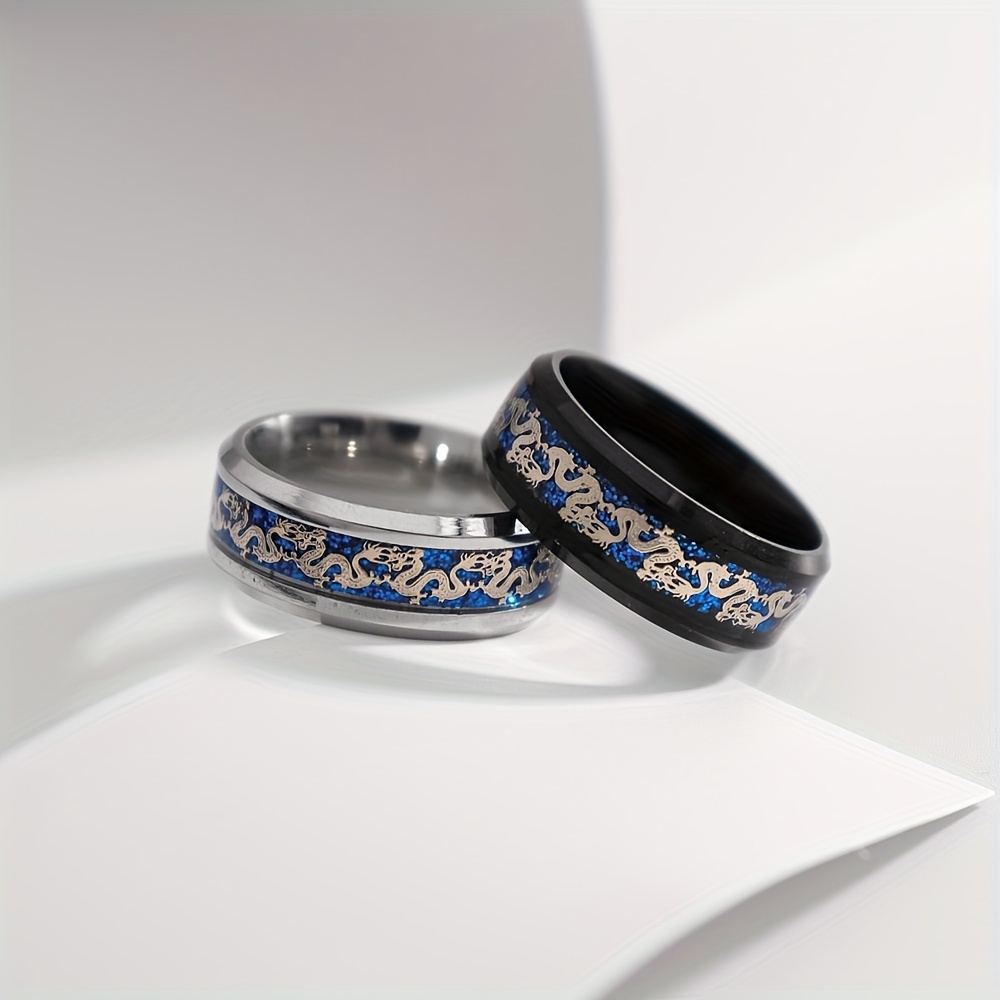 Vintage Dragon Pattern Stainless Steel Ring for Men