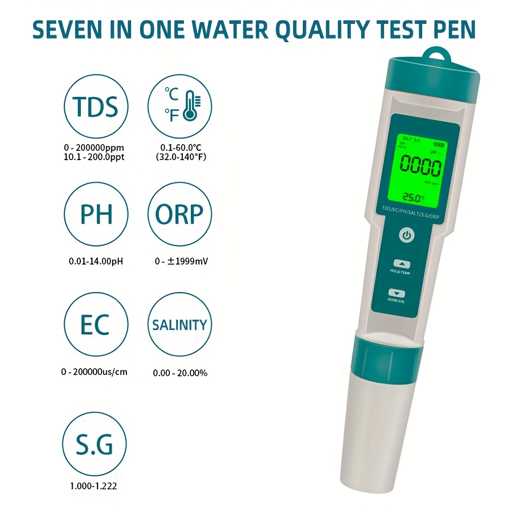 Bandelettes de Test 7 en 1 - Analyse de la qualité de l'eau - 7