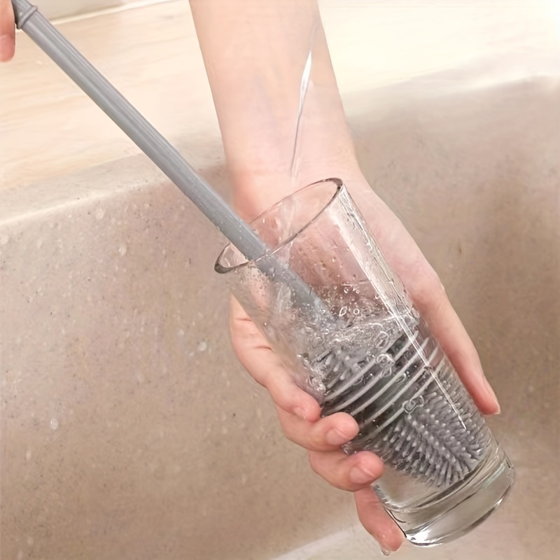 Silicone Cup Brush Cup Scrubber Glass Cleaner Kitchen Cleaning Tool Long  Handle Drink Wineglass Bottle Glass Cup Cleaning Brush