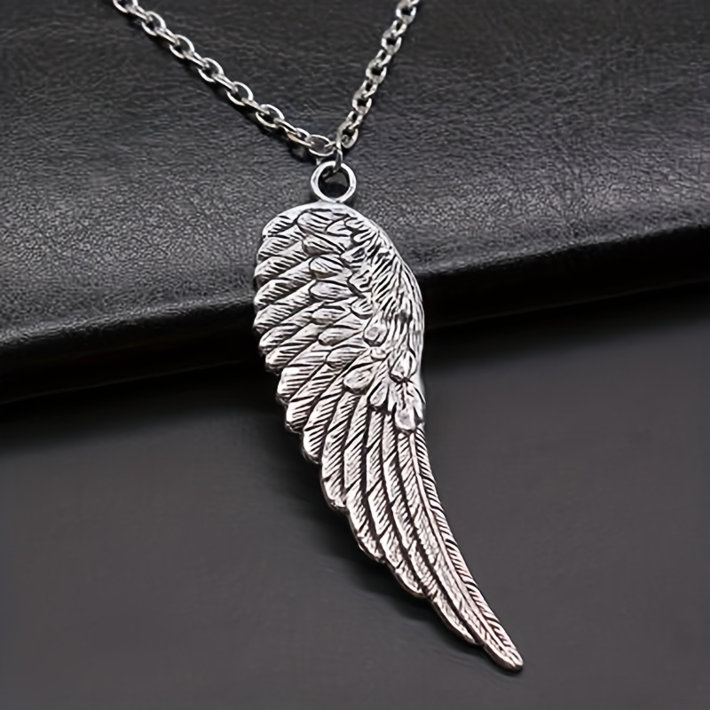 Silver Angel Wings Feather Necklace Pendant Chain, Vintage Unisex  Accessories - Temu Germany