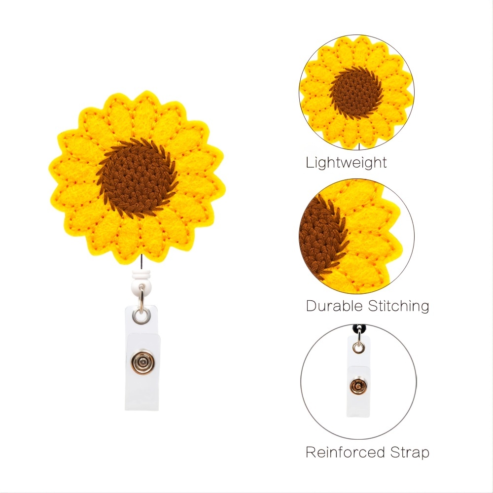 Beaded Badge Reel Sunflower Badge Holder Retractable Name - Temu Australia