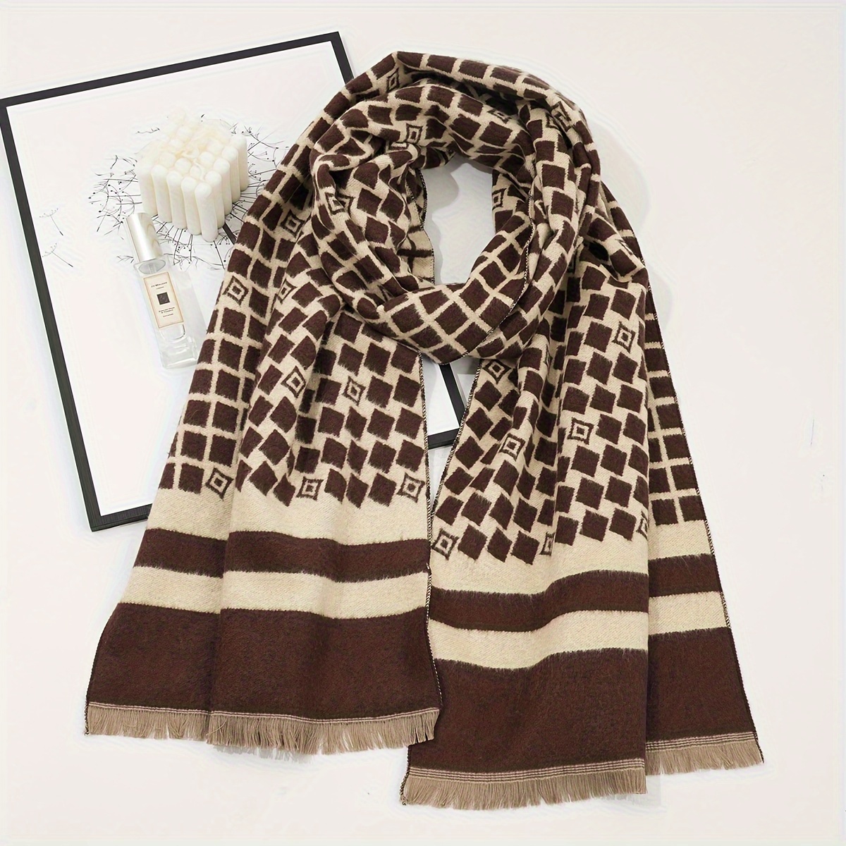 1pc Women's Faux Cashmere Jacquard Warm Scarf Shawl, Suitable For Daily Wear  In Autumn And Winter