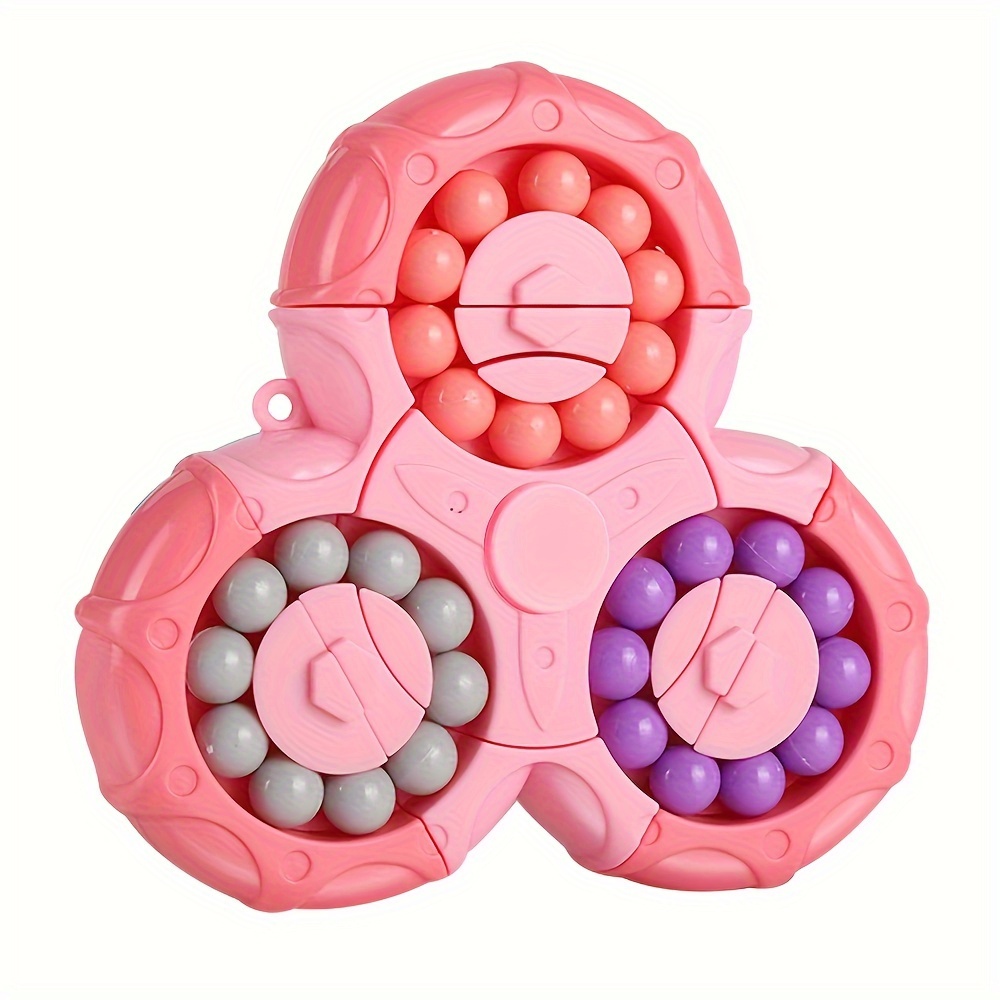 FUN LITTLE TOYS 3PCS Rotating Magic Bean Puzzle Toy, Magic Bean Cube Toy  and Fidget Spinner 2-in-1 Fingertip Decompression Toys Triangle Hand  Spinner
