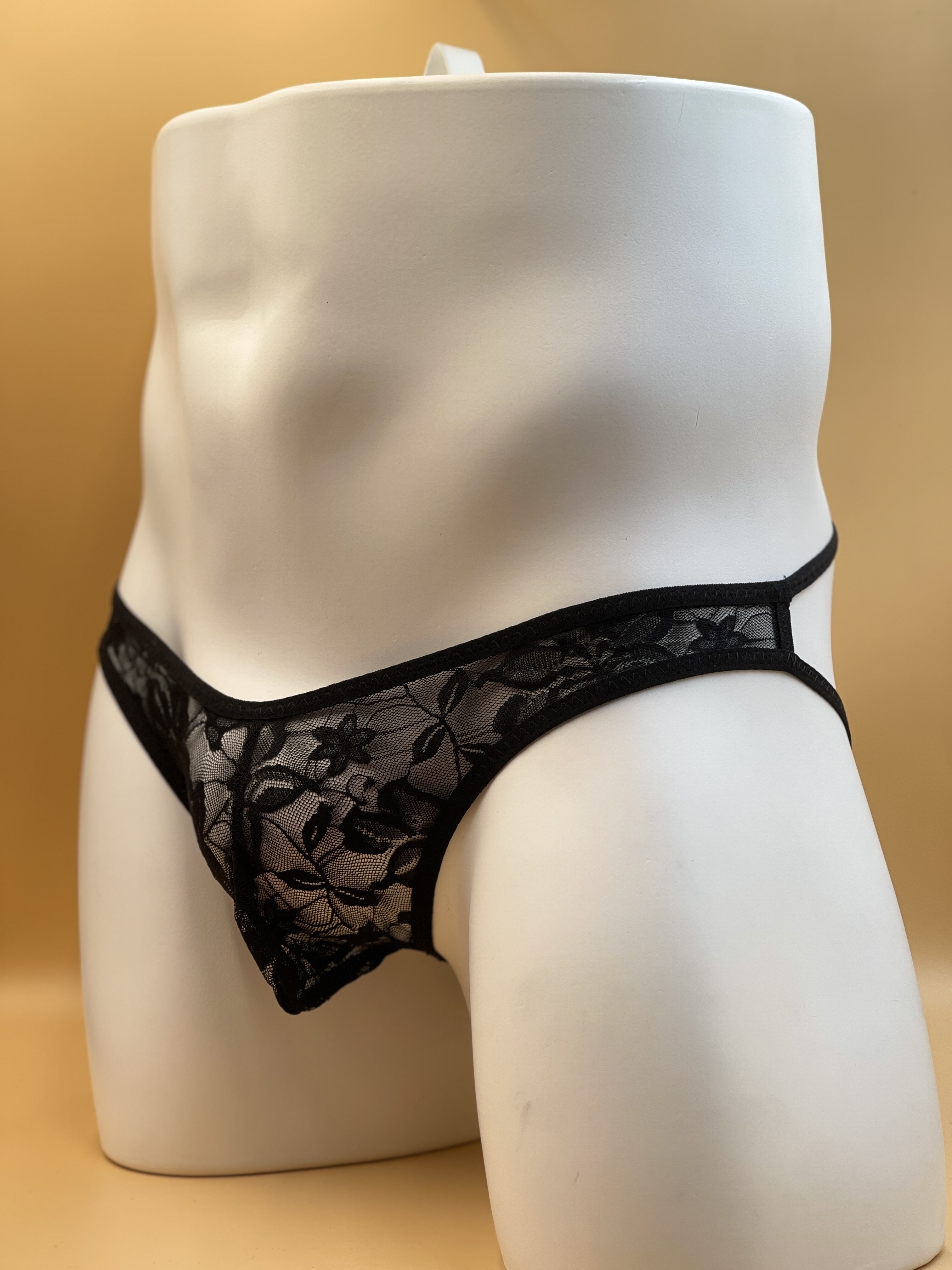 Asian Size Men's Sexy Low Waist Lace Thongs Underwear See - Temu