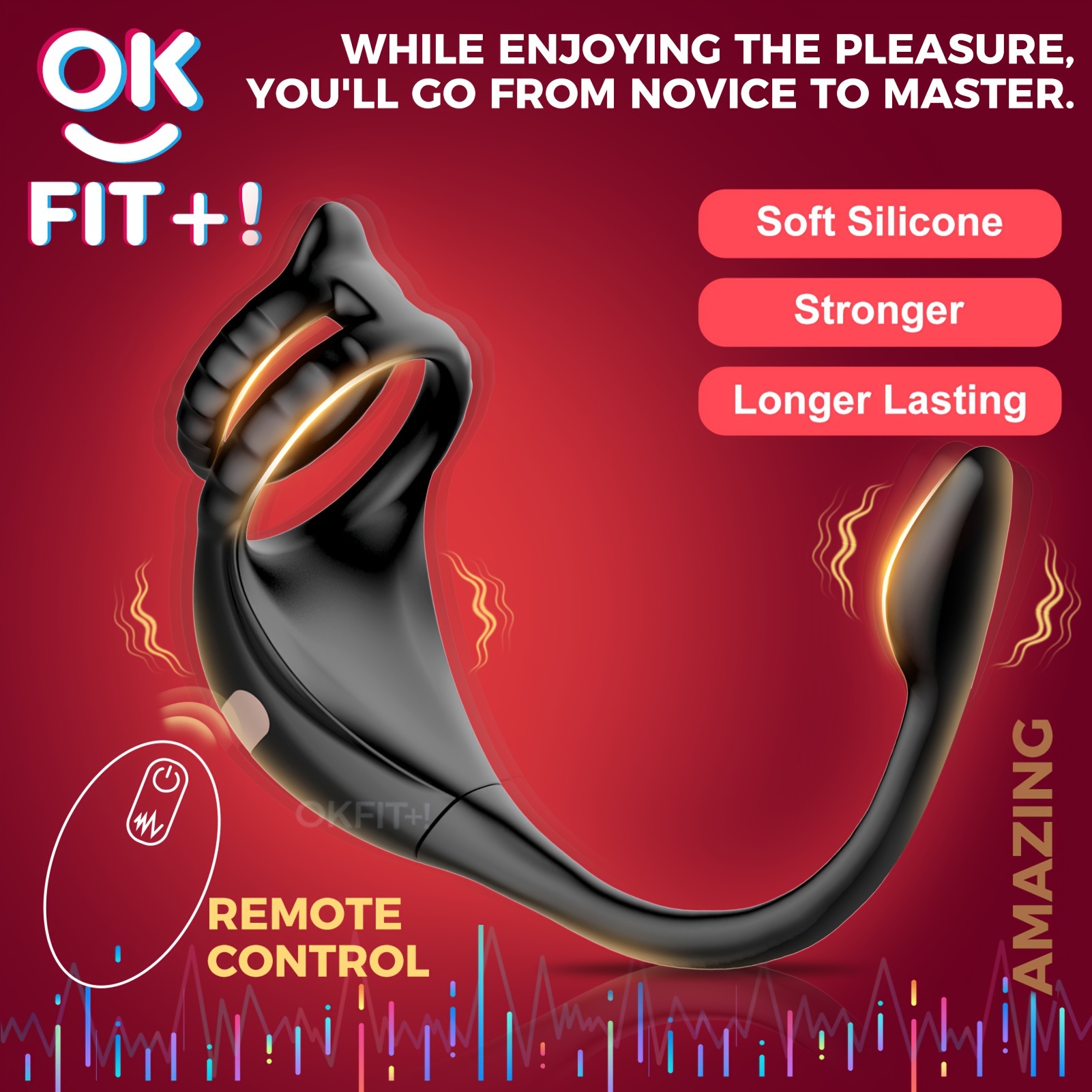 Male's Silicone Prostate Ring Massaging Toy with Remote Control