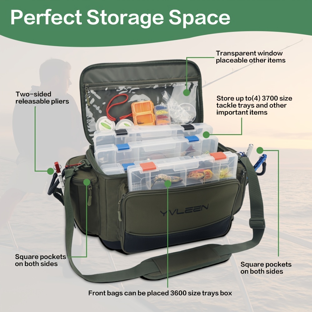 * Large Fishing Tackle Storage Bag - 100% Water-Resistant Polyester  Material - Fits 3600/3700 Tackle Box - Ideal for Outdoor Fishing Trips