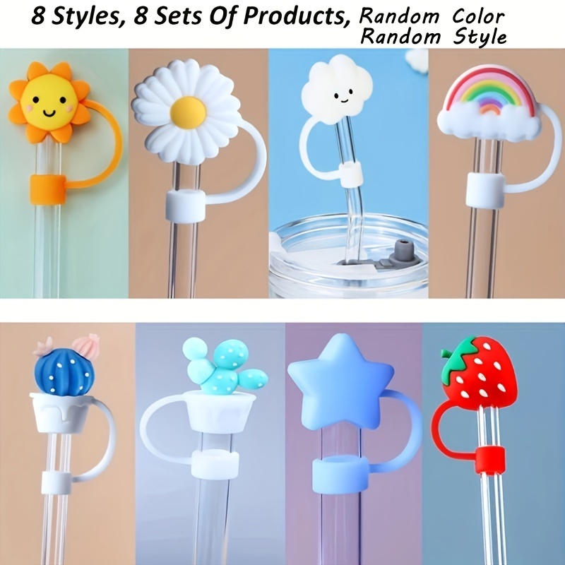 8PCS Flower Drinking Straw Covers Caps, Colorful Flower Reusable Portable  Drinking Straw Tips Lids, Straw Toppers for Tumblers, Dust Proof Plugs