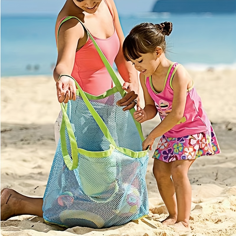 Grand sac de plage en maille pour enfants, sac de rangement