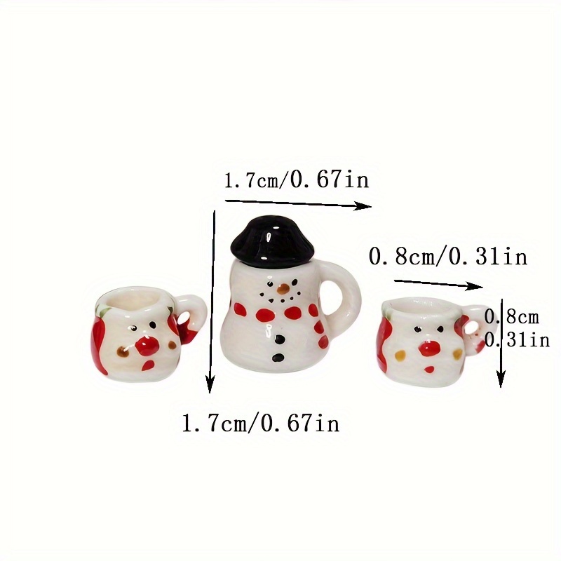 1/12 Miniature Dollhouse Porcelain Mini Teapot Snowman Tea Cup Set