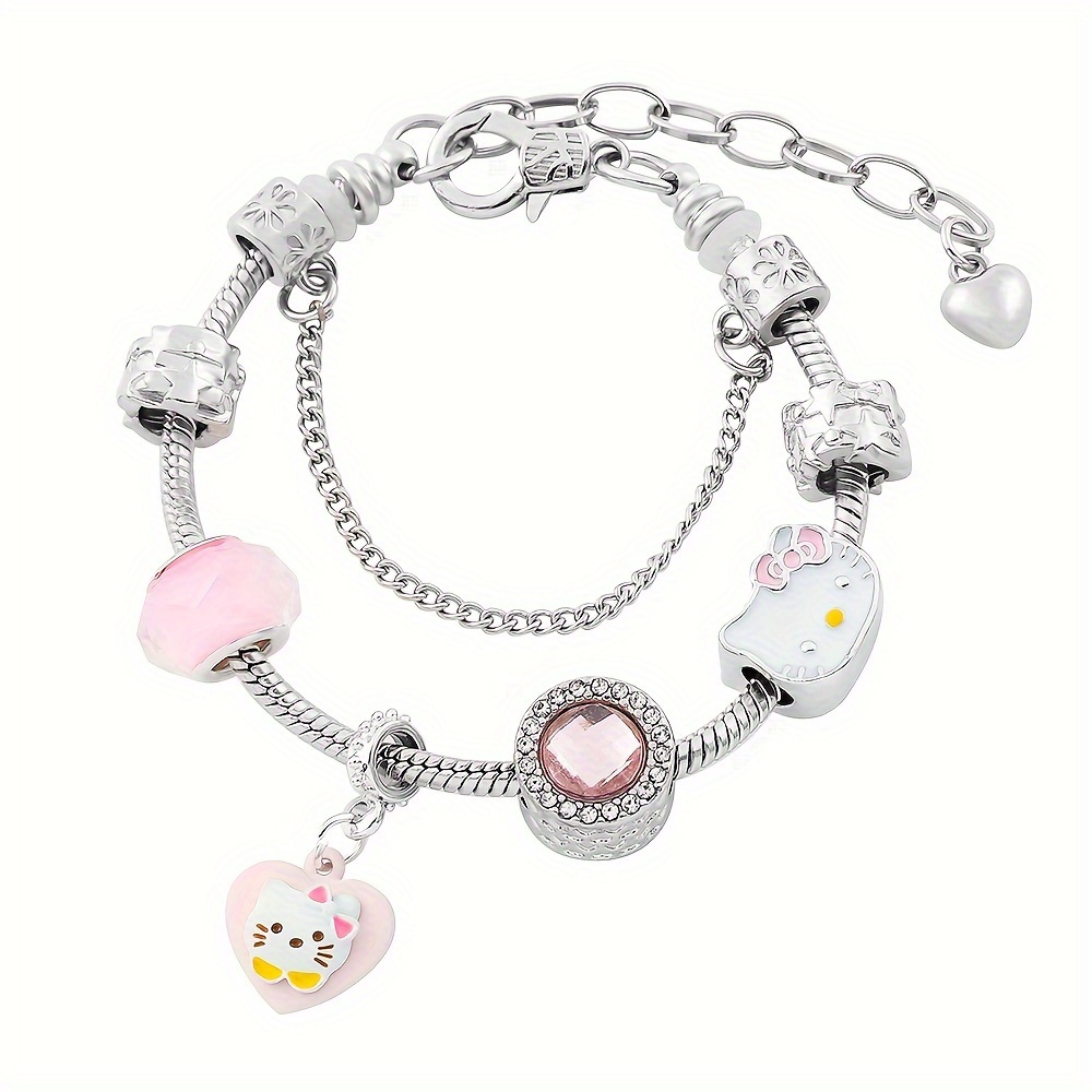 Sanrio Accessories Kawaii Hello Kitty Bracelet Charms Metal Cartoon Cute  Y2k Jewelry Sweet Gifts For Girls