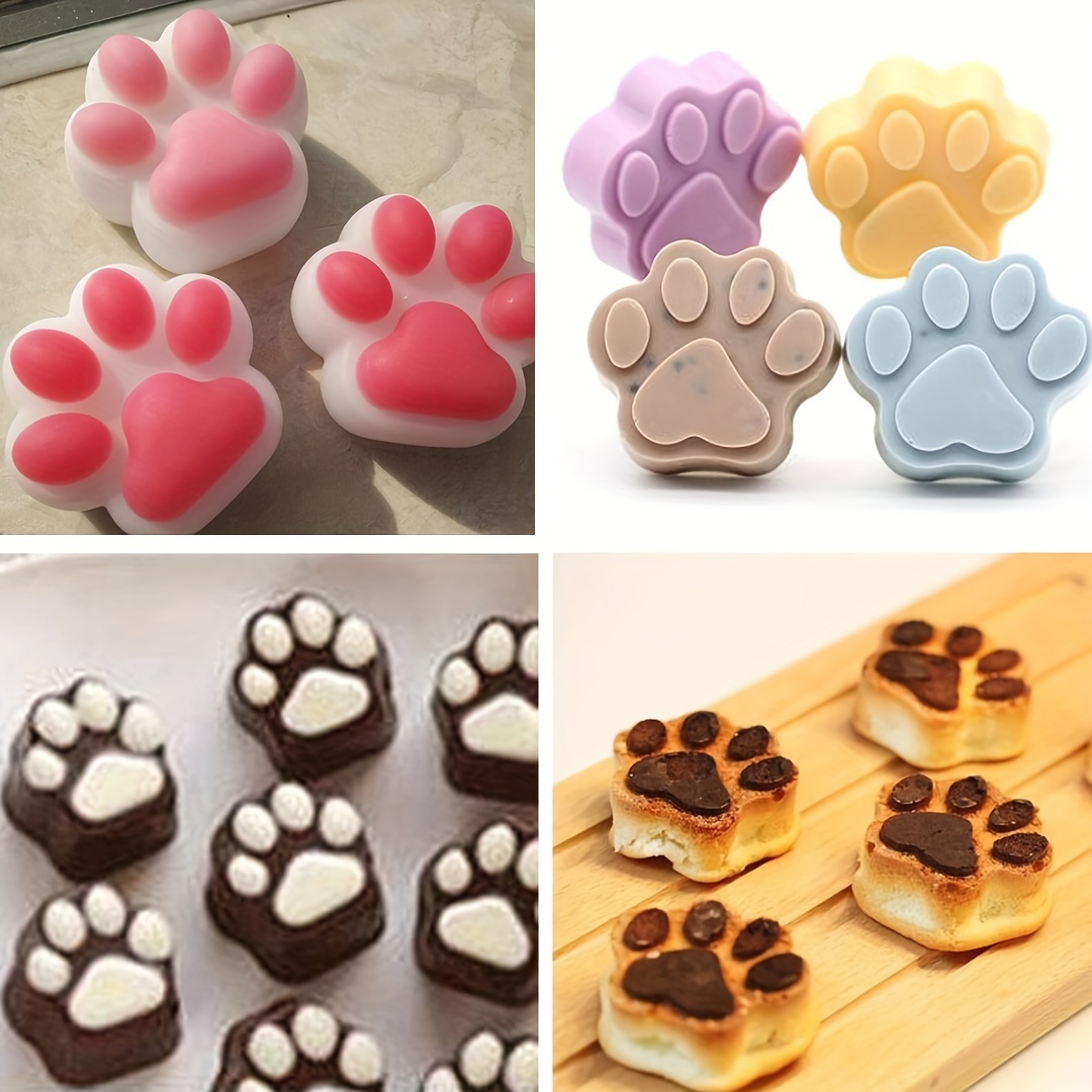 1PC Dog Food Cat Paw Bone Shape Pendant Silicone Mold 14grids Dog Bone Cat  Claw Chocolate Making Silicone Mold Cake Baking Tool Ice Pudding Jelly Mold