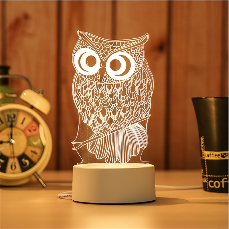 owl illusion lamp night light 6led table lamp 3d animal Temu New