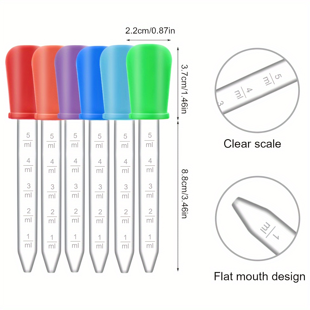 XP-ART 20 Pack Liquid Droppers for Kids Silicone and Plastic Pipettes with  Bulb Tip 5 ML Eye Dropper for Candy Molds