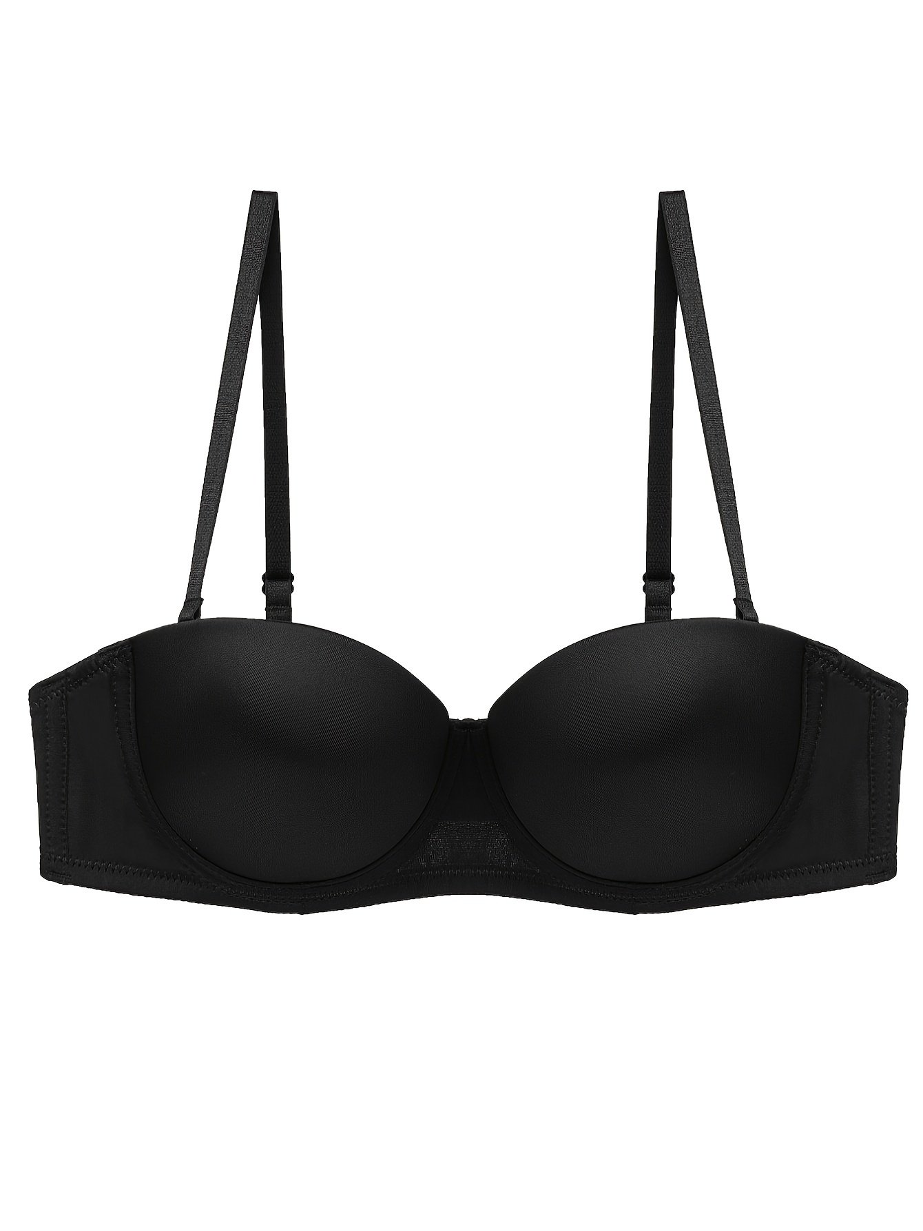 Strapless Bras for Big Busted Women Pushup Invisible Seamless Bra Wireless  Convertible Bandeau Bralette Lingerie Tops (Color : Black, Size 