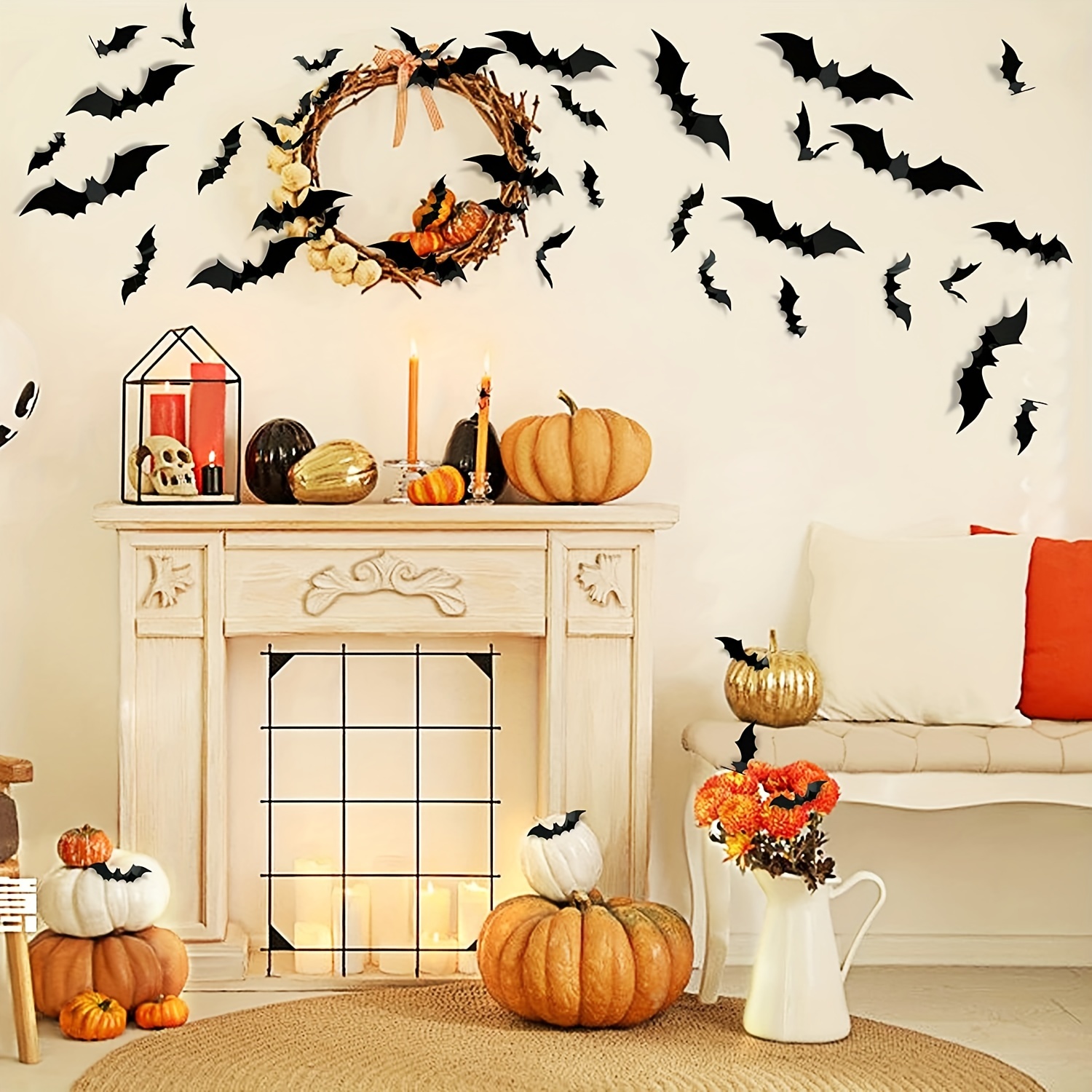 Halloween Decorations - Halloween Party Indoor Outdoor Decor Supplies, 3  Different Sizes PVC Butterfly Stickers 3D Decorative Scary Butterfly Wall