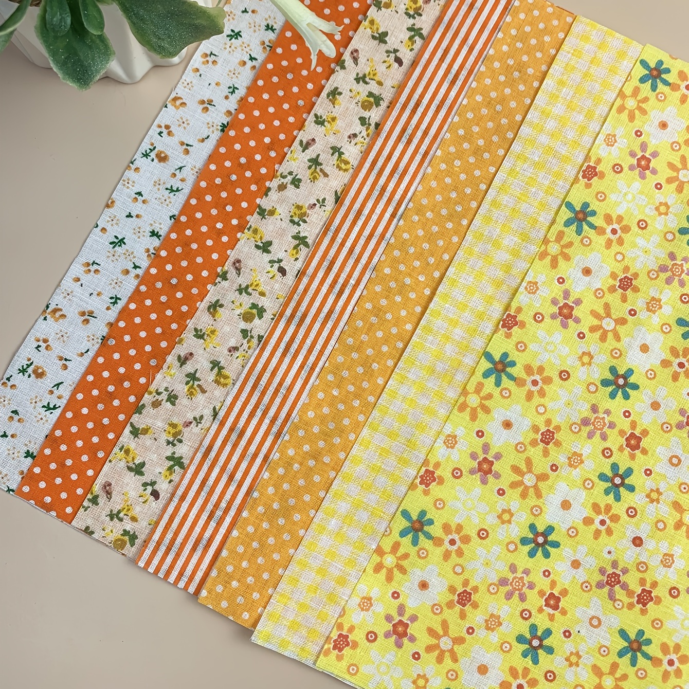 Yellow Cotton Fabric Cloth Sewing Patchwork Assorted Pre Cut Fat Quarters Bundle DIY Handmade Craft Material