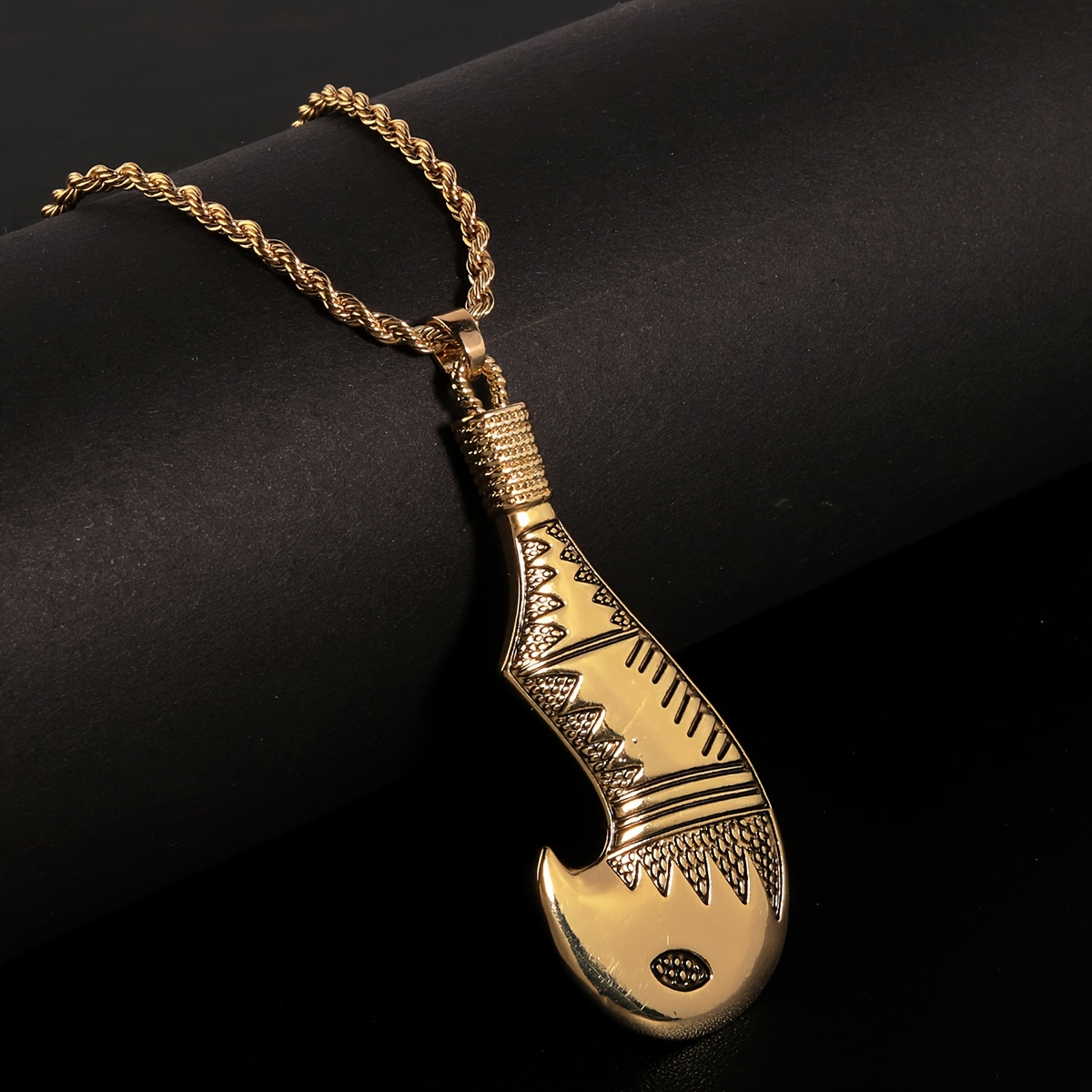 1pc Hawaiian Tribal Style Fish Hook Necklace for Men,Hawaiian Jewelry,Temu