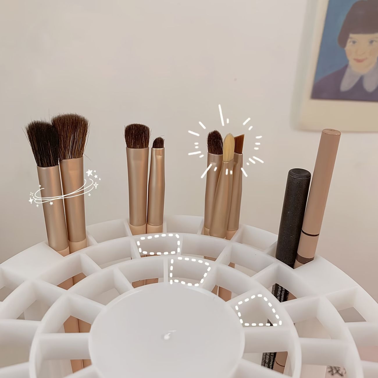 Makeup Brush Rack Stand Round Professional High Capacity Save Space Makeup  Brush Dryer Rack For Makeup Brushes Brushes Pencils | High-quality &  Affordable | Temu