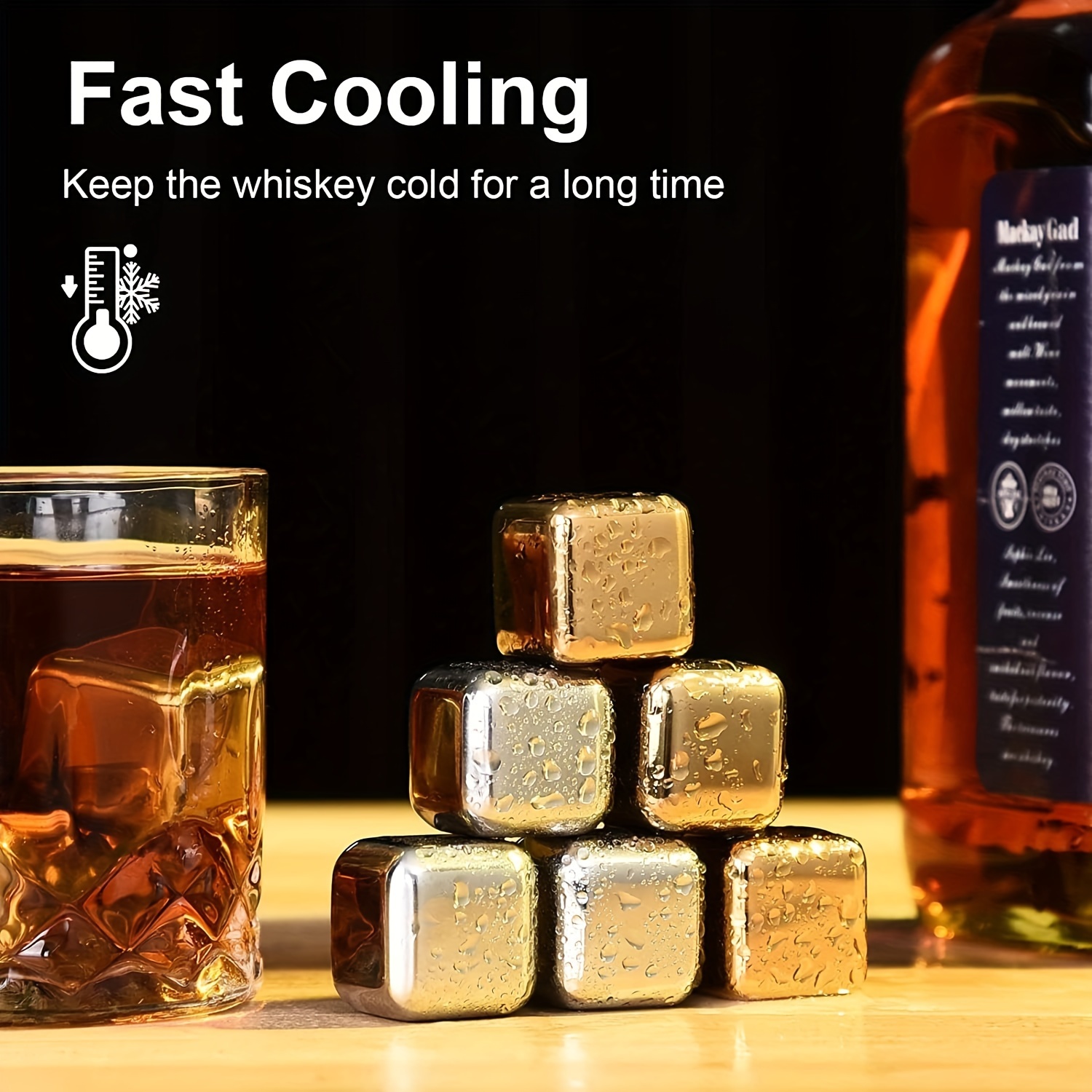 Stainless Steel Ice Cube, Reusable Chilling Whiskey Stones