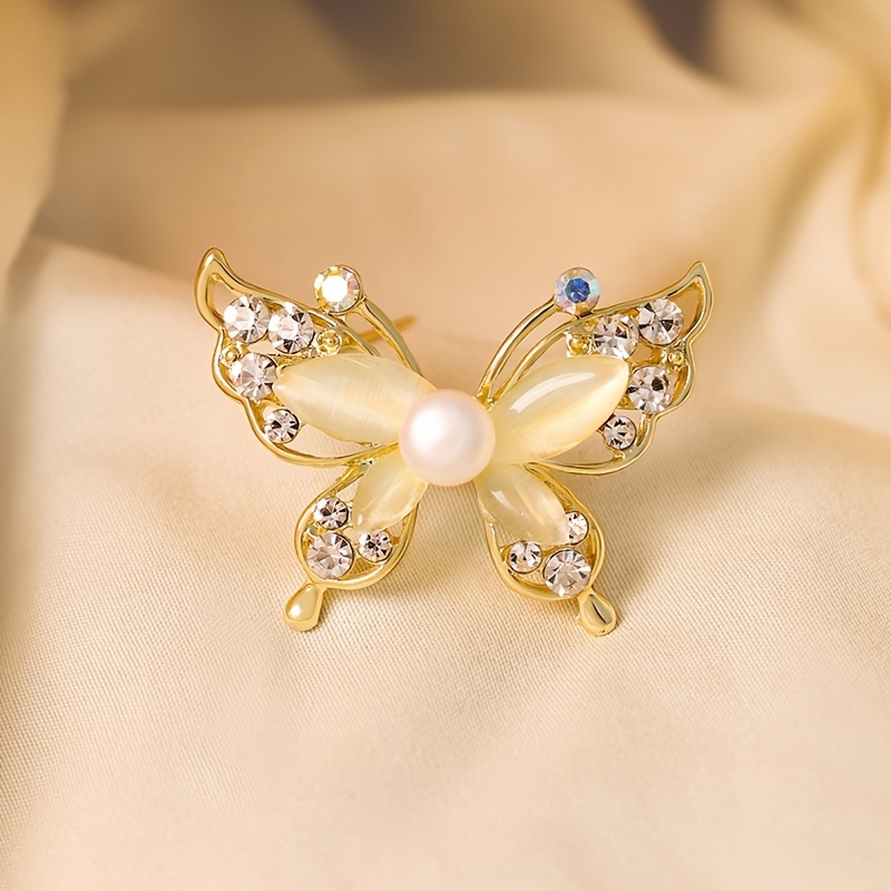 1Pc Women Fashionable Exquisite Butterfly Shaped Pearl Brooch Niche Design  High-End All-Match Clothing Decoration Brooch - AliExpress