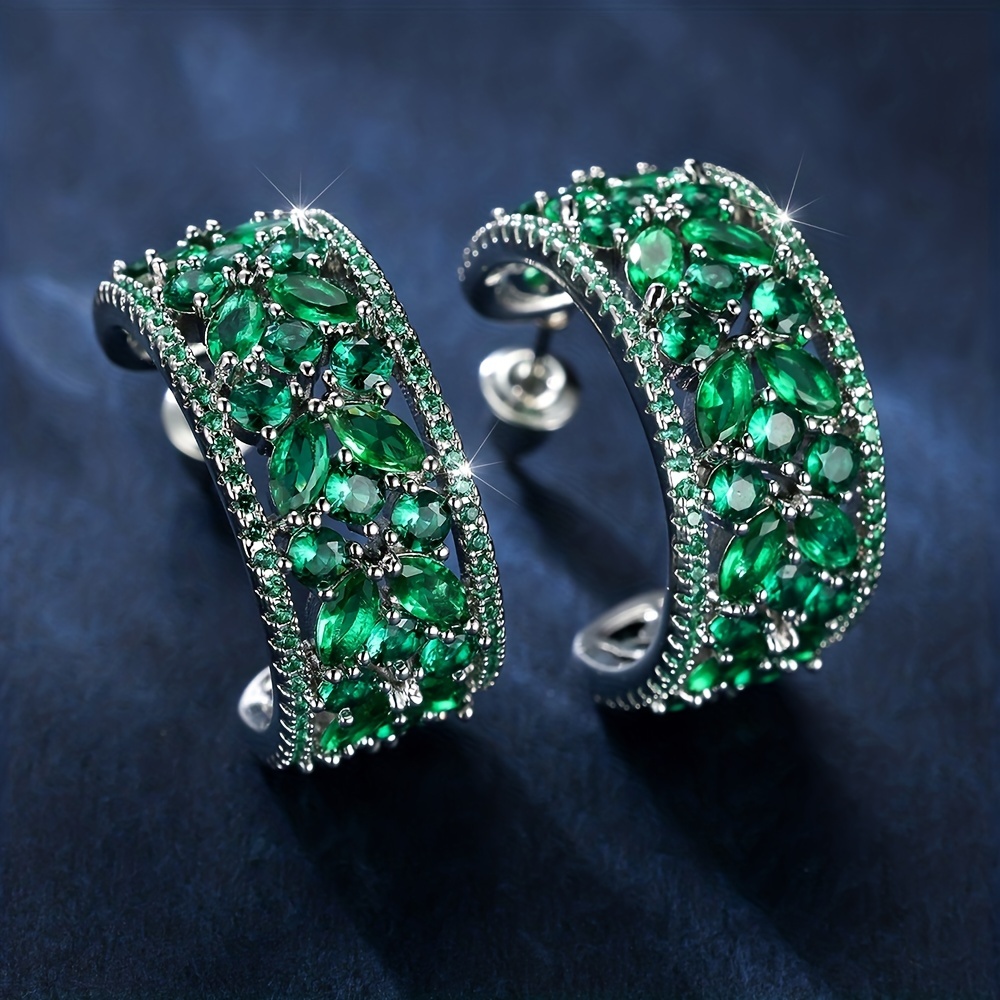 Zirconia C Shaped Dangle Earrings