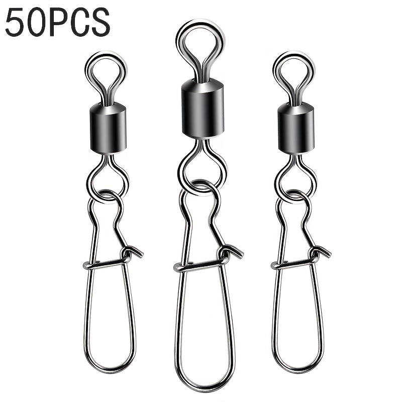 50pcs Stainless steel Fishing Rolling Swivel Snap Swivel Connector