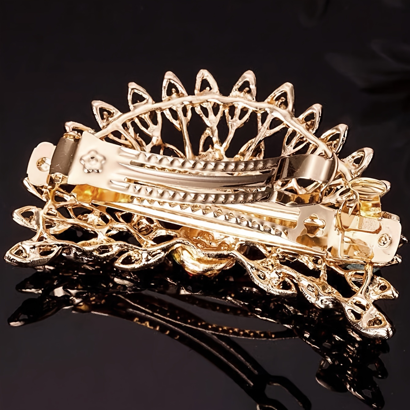 1pcs elegant peacock design hair clip vintage rhinestone decor hairpin headwear barrette for women details 2