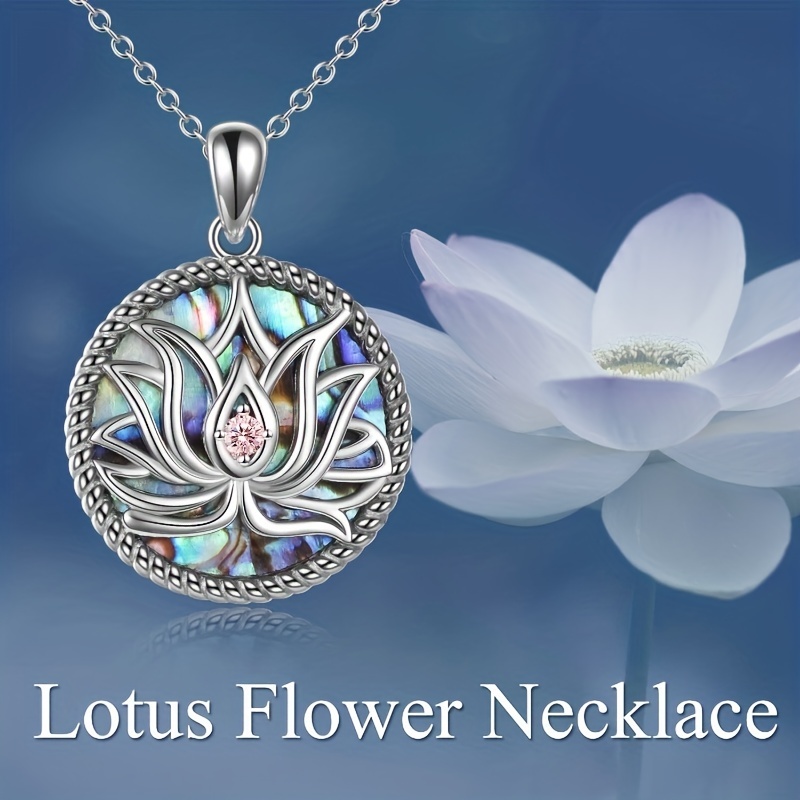 Lotus Flower Abalone Shell Pendant Necklace Men Women Charm - Temu