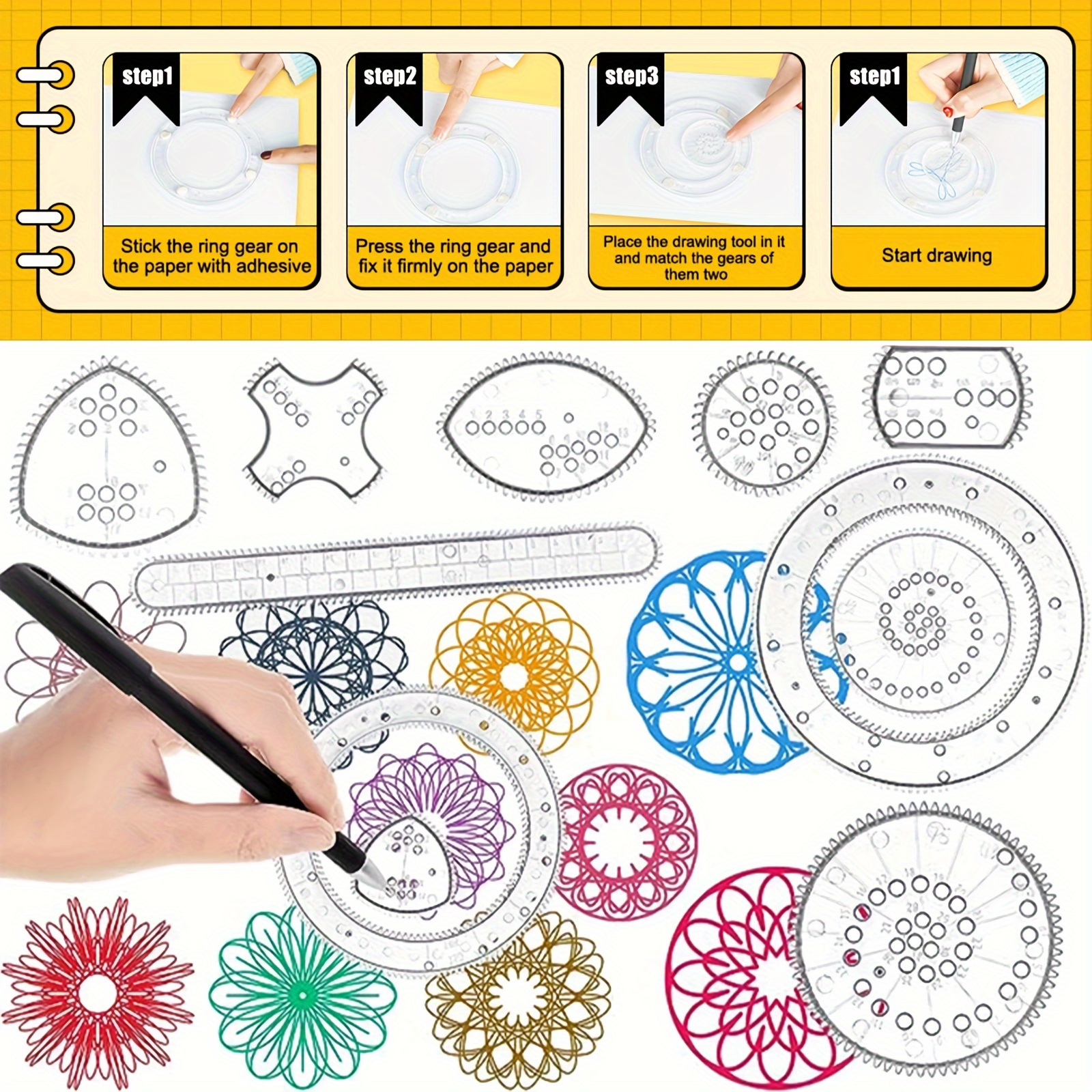 22pcs Spiral Art Set & Pen Kit Drawing Gear Art Design Set For Adults and  Kids