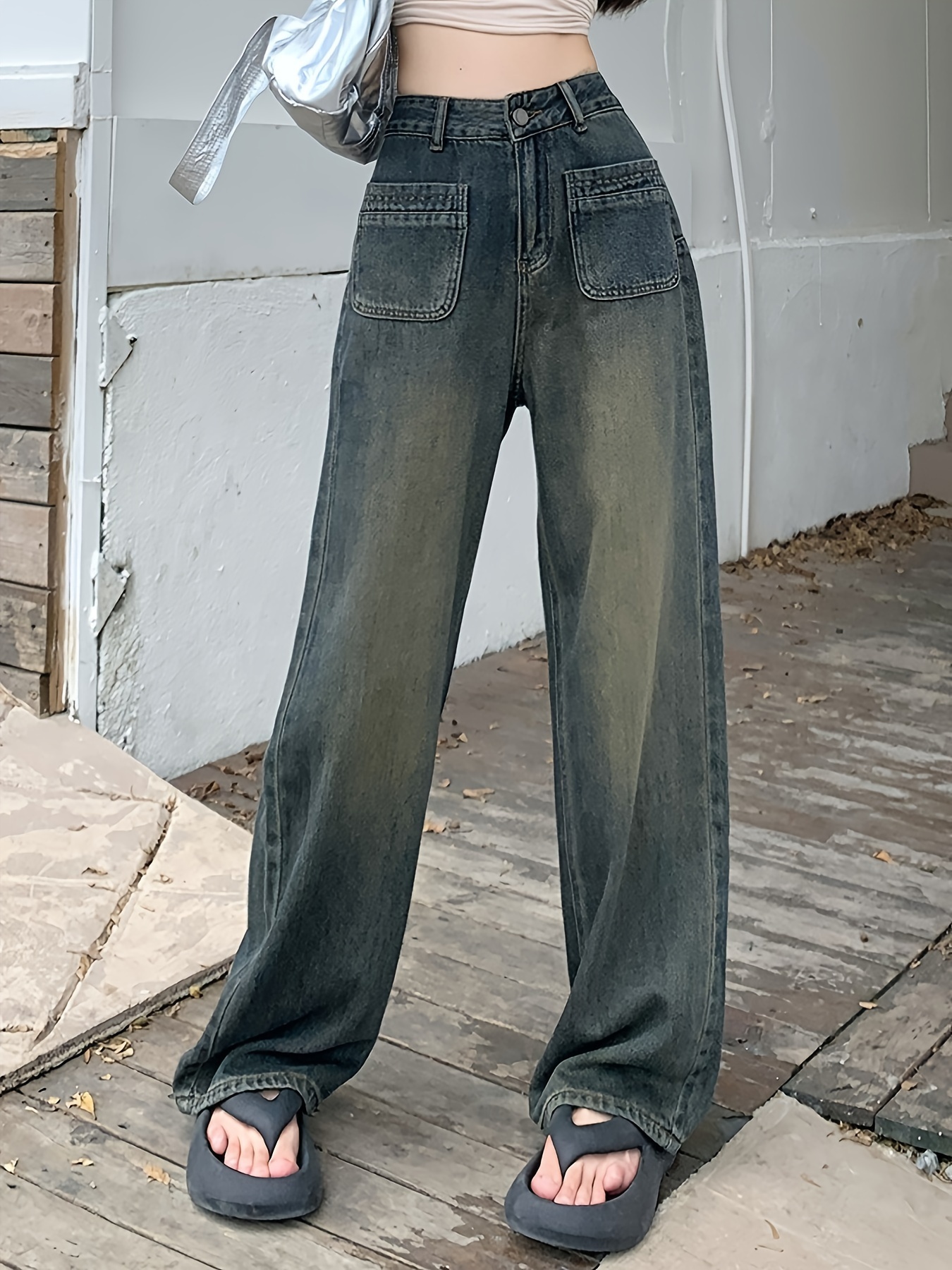 Tavimart Vintage Baggy Jeans High Waist Wide Leg Vintage Loose
