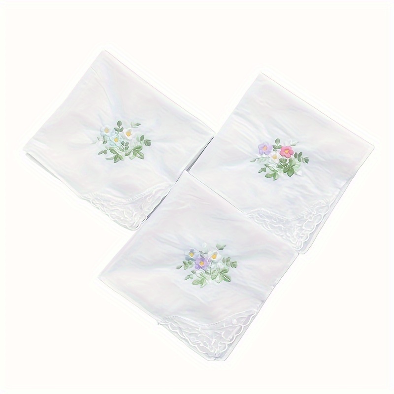 Handkerchief Ladies - Floral with Lace Border