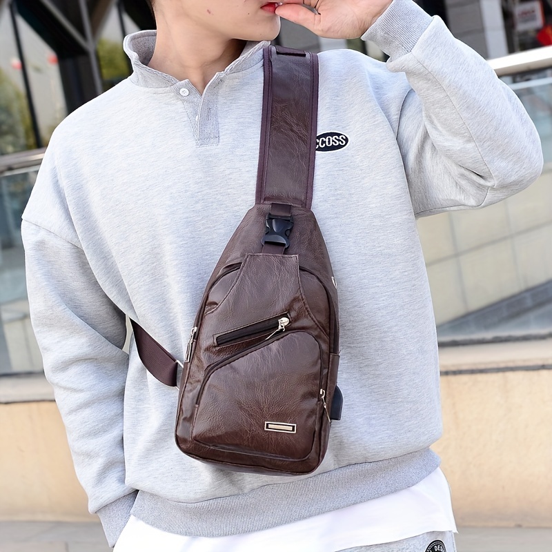 Crossbody Bags Men Leather Usb - Free Shipping for New Users - Temu