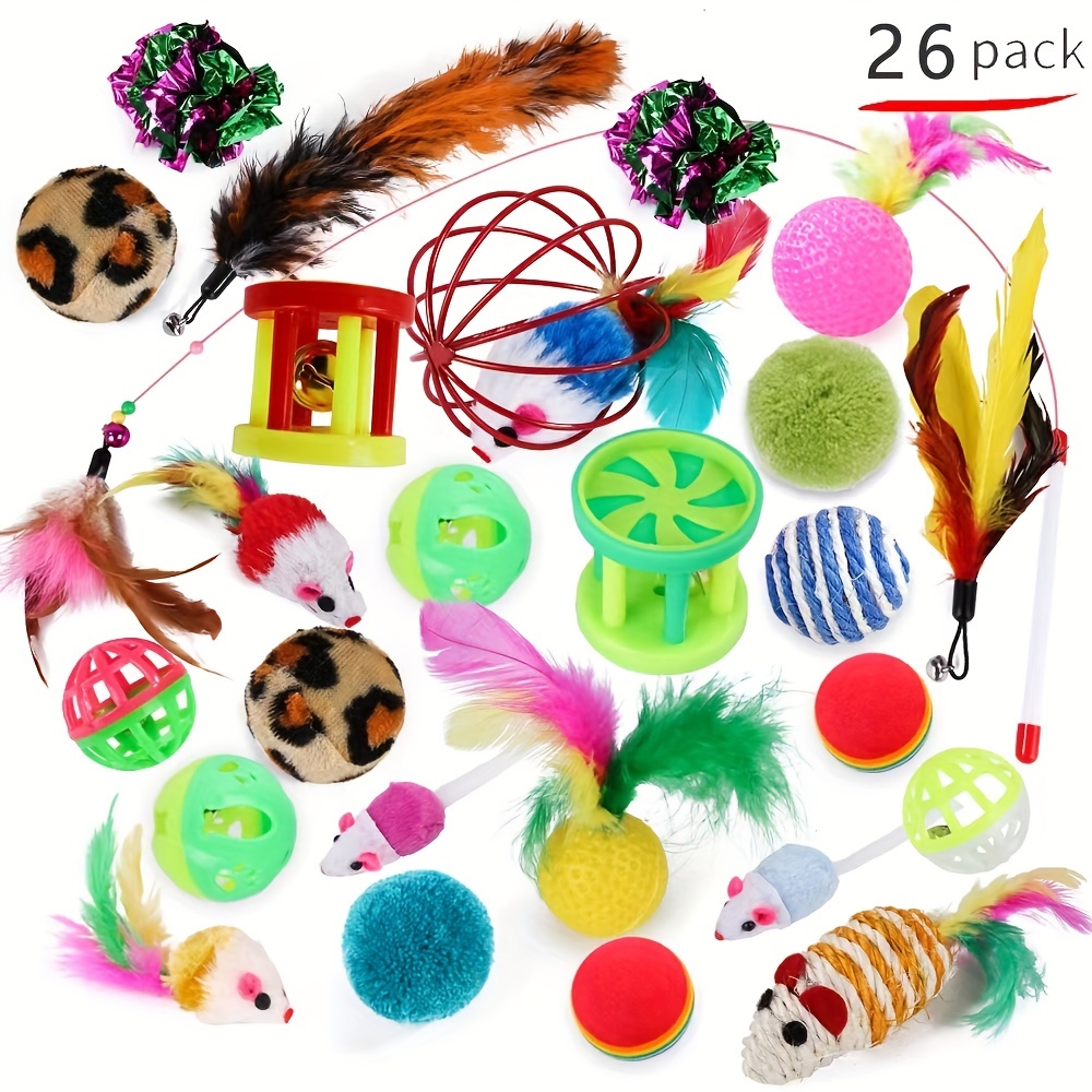 Interactive Cat Toy Set - Teasing Stick, Mouse Toy, and More - Provides Endless Fun and Exercise for Your Feline Friend