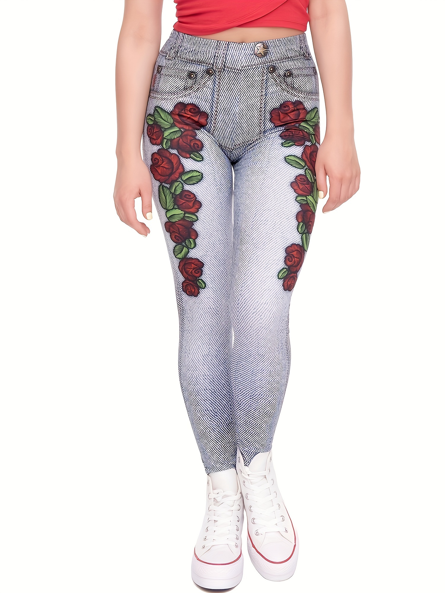 Flower print sports leggings
