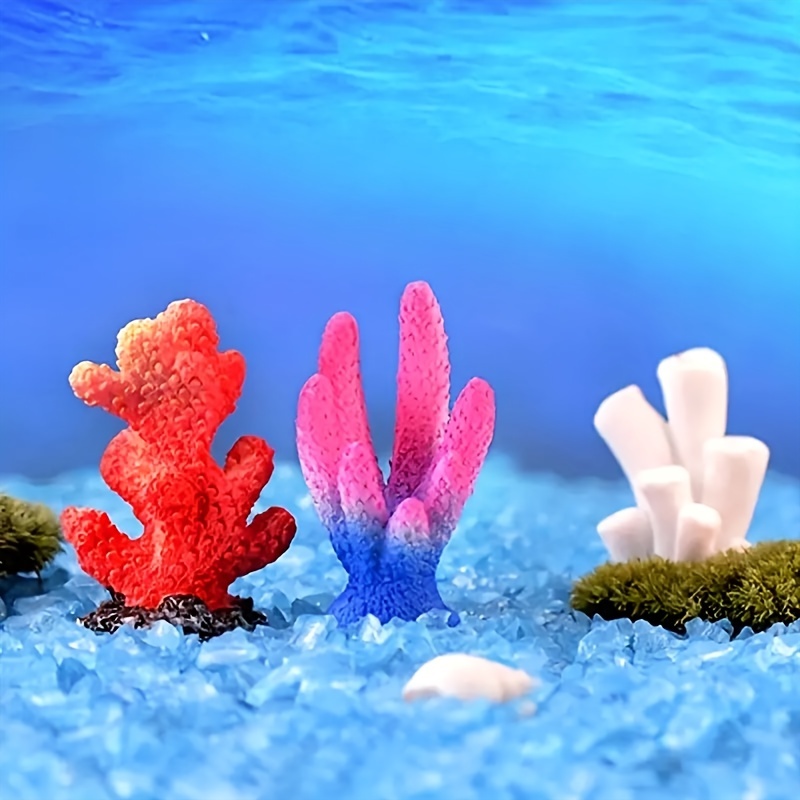 Small Coral Figurine Miniature Landscape Fish Decorations - Temu