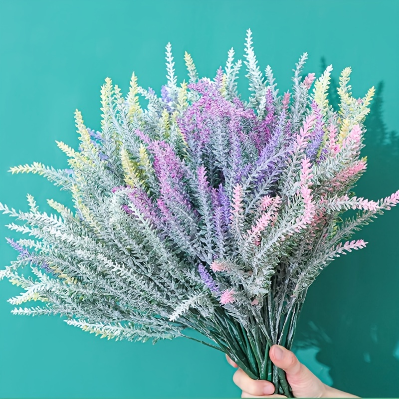 8 fasci di lavanda finta foglie di plastica fiori artificiali pianta  domestica per interni esterni giardino cortile decorazioni di nozze natale  - AliExpress