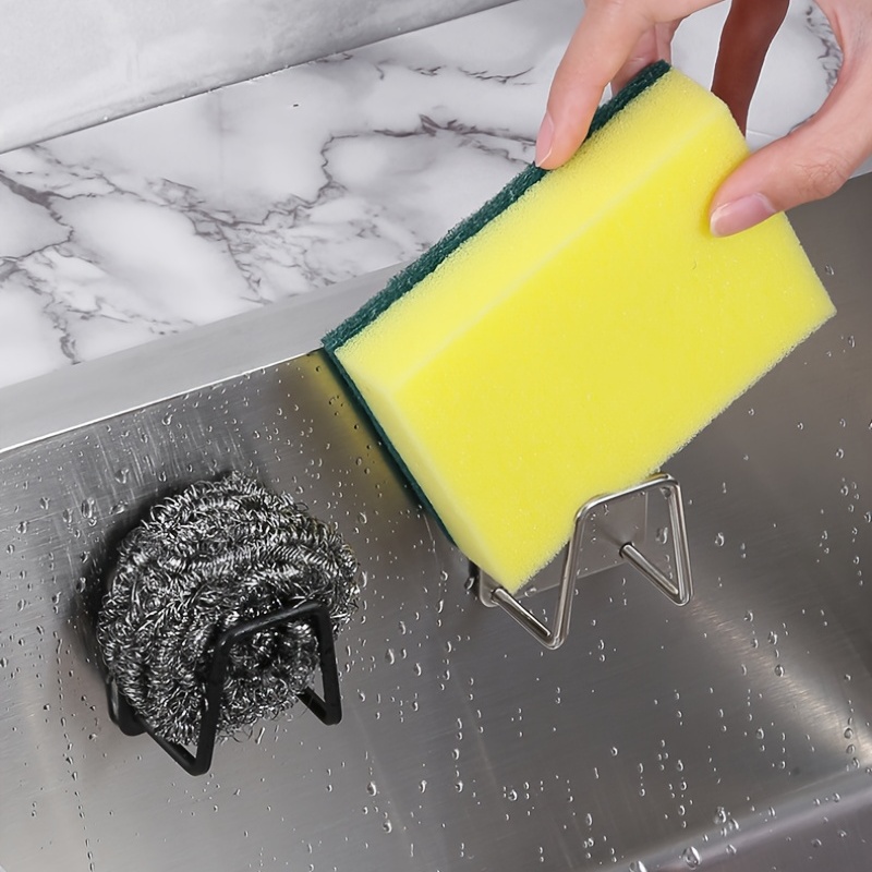 Stainless Steel Sponge Rack Sink Drain Shelving Hooks