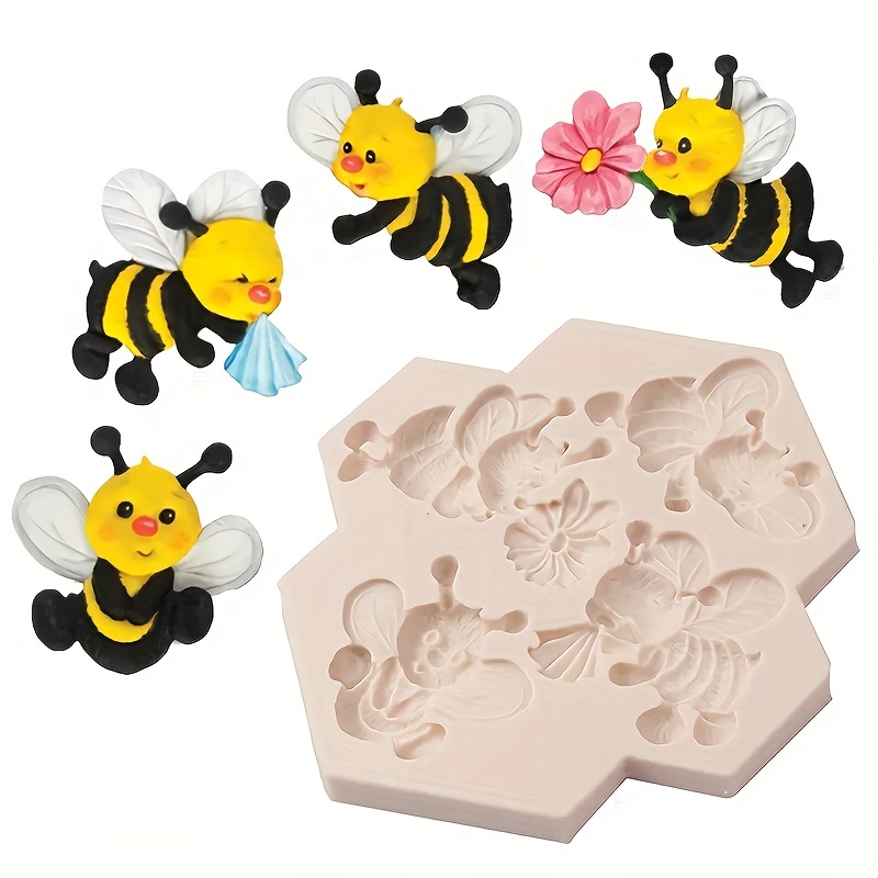 

1pc Cute Bee Silicone Mold, 3d Fondant Mold For Diy Pudding Chocolate Candy Desserts Gummy Handmade Soap Polymer Clay Ice Cube, Cake Decorating Supplies, Baking Supplies, Kitchen Items