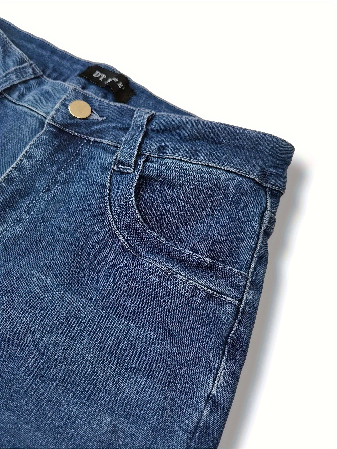 Flare Leg Jeans Women's Washed Button Fly Medium Stretch Casual Jeans