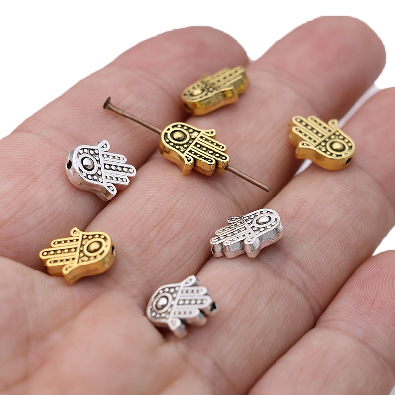 Gold Color Fatima Hand Loose Spacer Beads For Jewelry Making - Temu