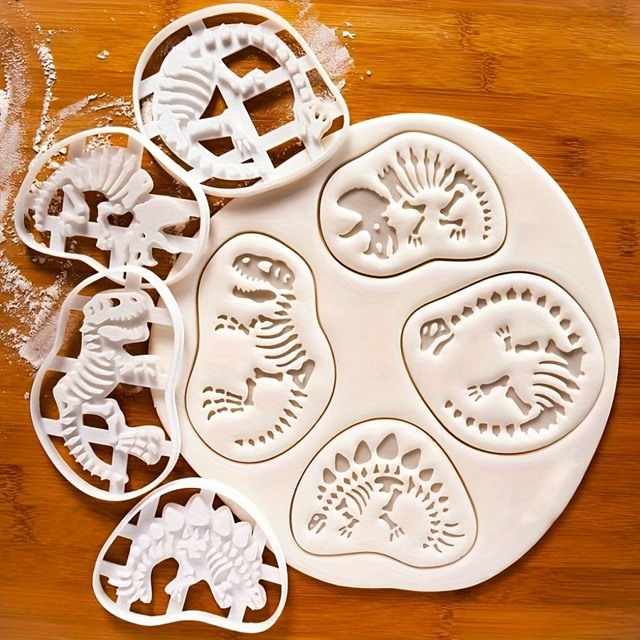 

4pcs Dinosaur Fossil Biscuit Cutter, Dinosaur Bone Fossil Biscuit Mold, Chocolate Fondant Mold, For Home Kitchen Bakery, Kitchen Gadgets, Baking Tools