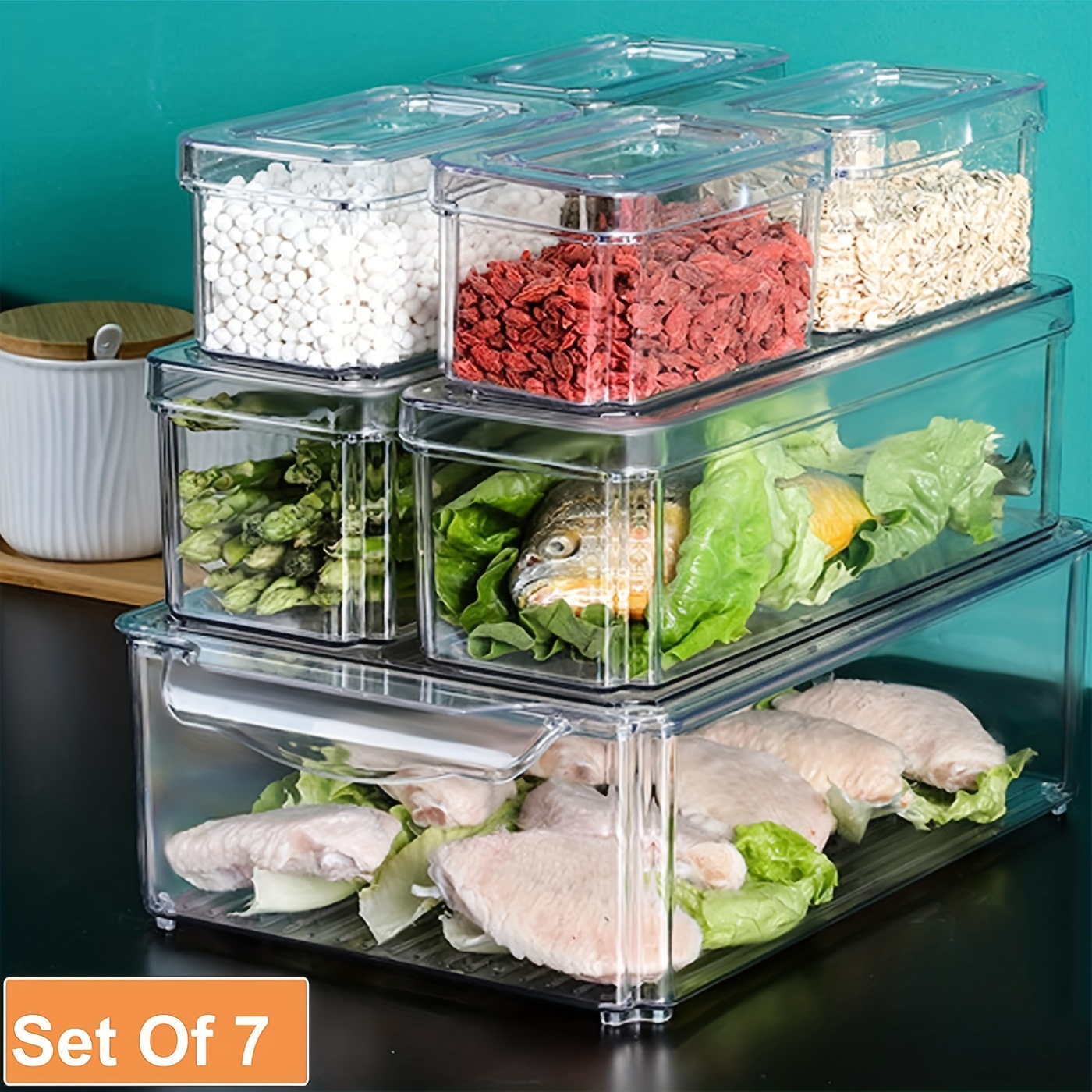 Pure Future Fridge Organizer Stackable Refrigerator Organizer Bins with Dry  Food Containers with Lids for Kitchen Pantry Organization and Storage and  Food, Drinks, Fruits, Vegetable (Set of 12) - Yahoo Shopping